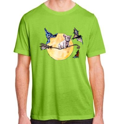 Cute Halloween Water Color Puppy On Witch Broom Adult ChromaSoft Performance T-Shirt