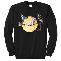 Cute Halloween Water Color Puppy On Witch Broom Sweatshirt