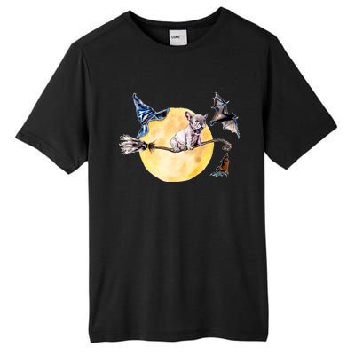 Cute Halloween Water Color Puppy On Witch Broom Tall Fusion ChromaSoft Performance T-Shirt