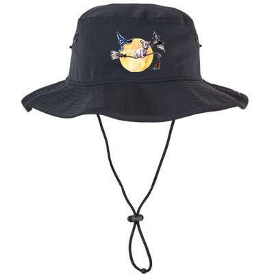 Cute Halloween Water Color Puppy On Witch Broom Bucket Hat