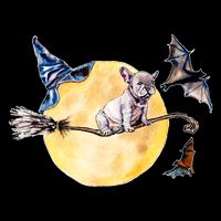 Cute Halloween Water Color Puppy On Witch Broom Drawstring Bag