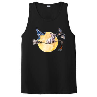 Cute Halloween Water Color Puppy On Witch Broom PosiCharge Competitor Tank