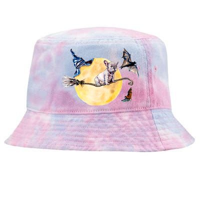 Cute Halloween Water Color Puppy On Witch Broom Tie-Dyed Bucket Hat