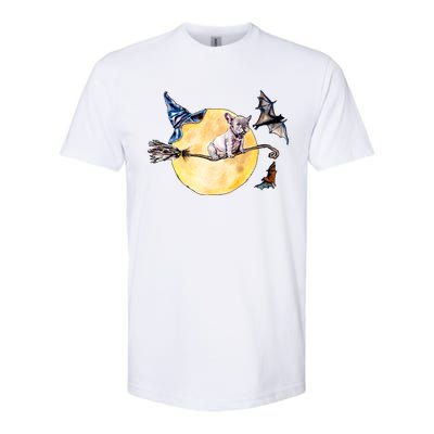 Cute Halloween Water Color Puppy On Witch Broom Softstyle® CVC T-Shirt