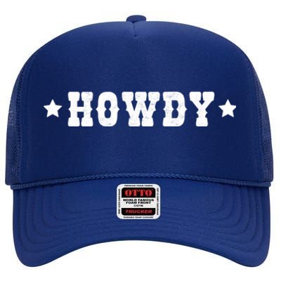 Cow Howdy Western Rodeo Southern Horse Lover Cow Gift High Crown Mesh Back Trucker Hat