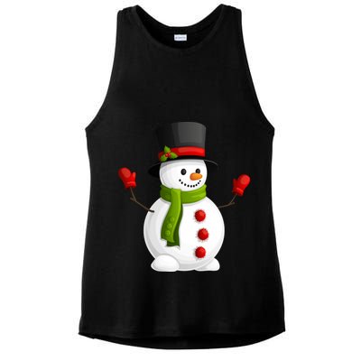 Cute Happy Winter Snowman Ladies PosiCharge Tri-Blend Wicking Tank