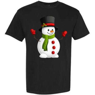 Cute Happy Winter Snowman Garment-Dyed Heavyweight T-Shirt