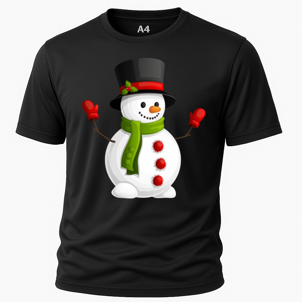 Cute Happy Winter Snowman Cooling Performance Crew T-Shirt