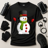 Cute Happy Winter Snowman Cooling Performance Crew T-Shirt