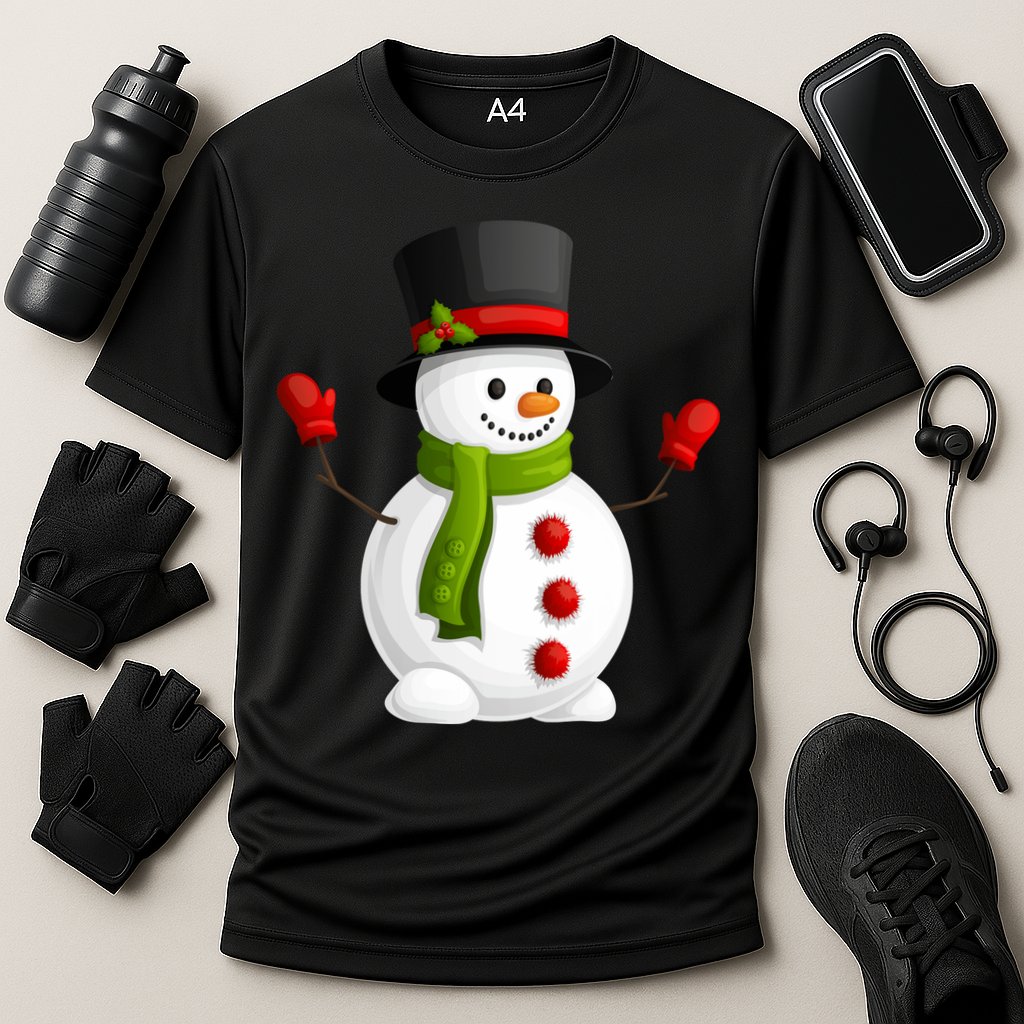 Cute Happy Winter Snowman Cooling Performance Crew T-Shirt