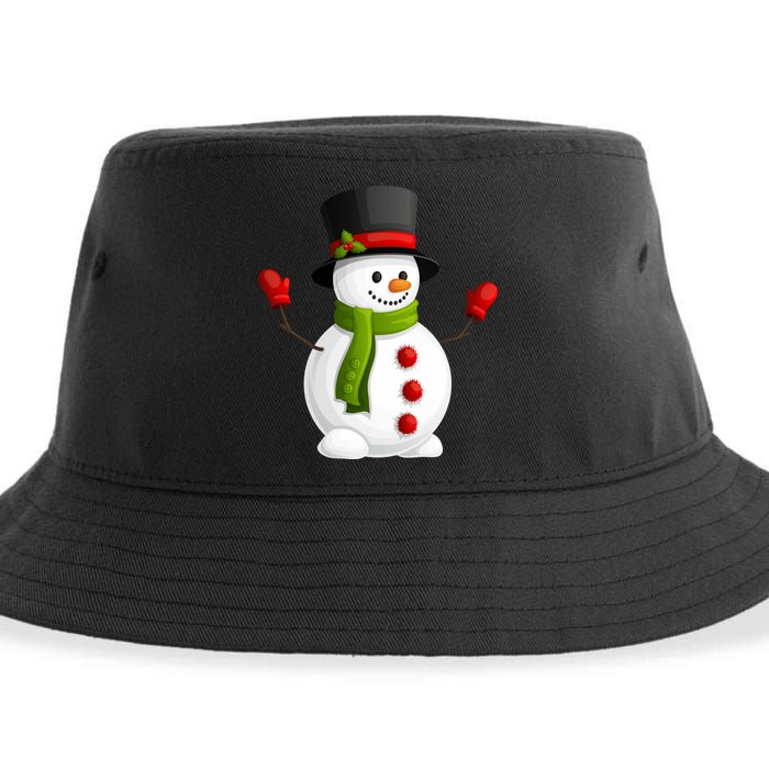 Cute Happy Winter Snowman Sustainable Bucket Hat