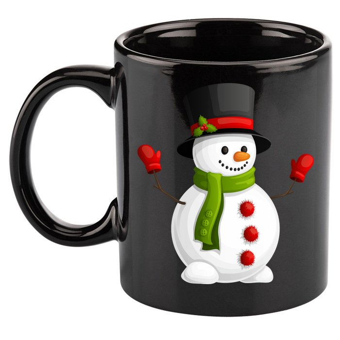 Cute Happy Winter Snowman 11oz C Handle Ceramic Mug