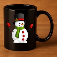 Cute Happy Winter Snowman 11oz C Handle Ceramic Mug