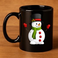 Cute Happy Winter Snowman 11oz C Handle Ceramic Mug