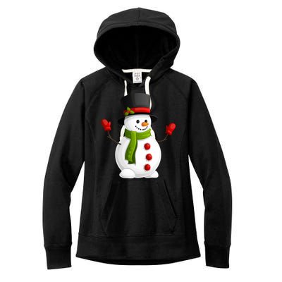 Cute Happy Winter Snowman Women's Fleece Hoodie