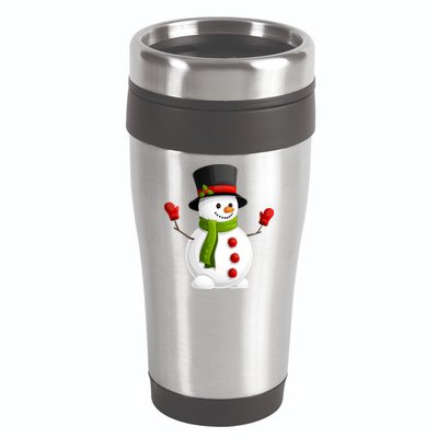 Cute Happy Winter Snowman 16oz Travel Tumbler