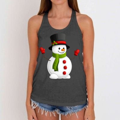 Cute Happy Winter Snowman Women's Knotted Racerback Tank