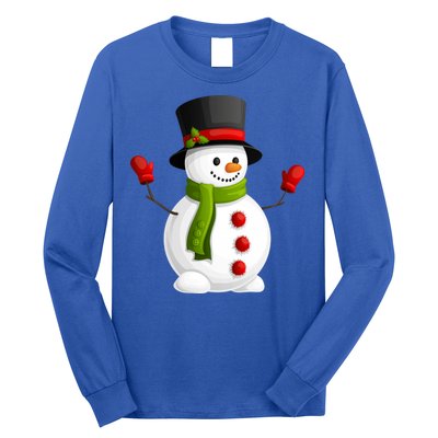 Cute Happy Winter Snowman Long Sleeve Shirt