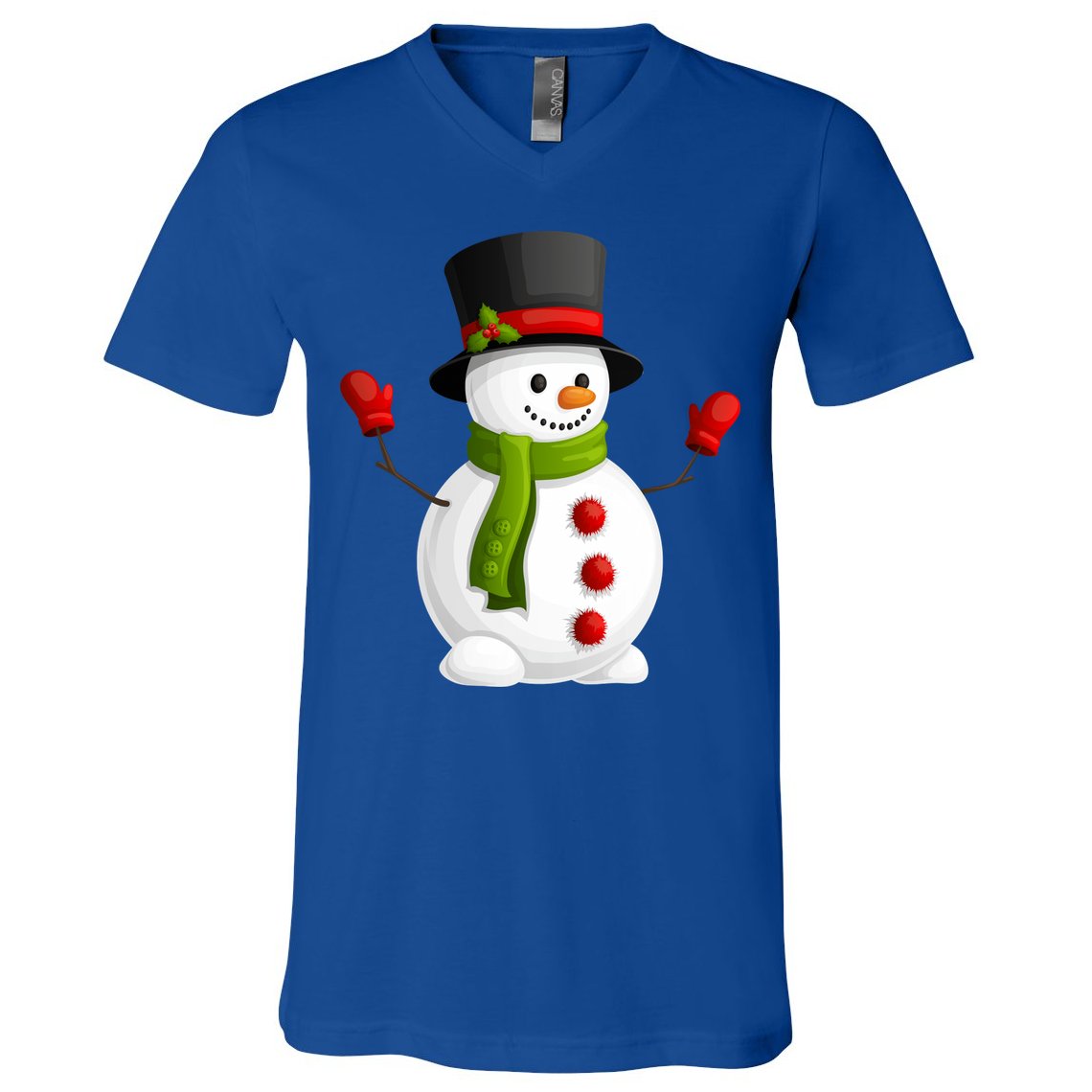 Cute Happy Winter Snowman V-Neck T-Shirt
