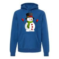 Cute Happy Winter Snowman Premium Hoodie