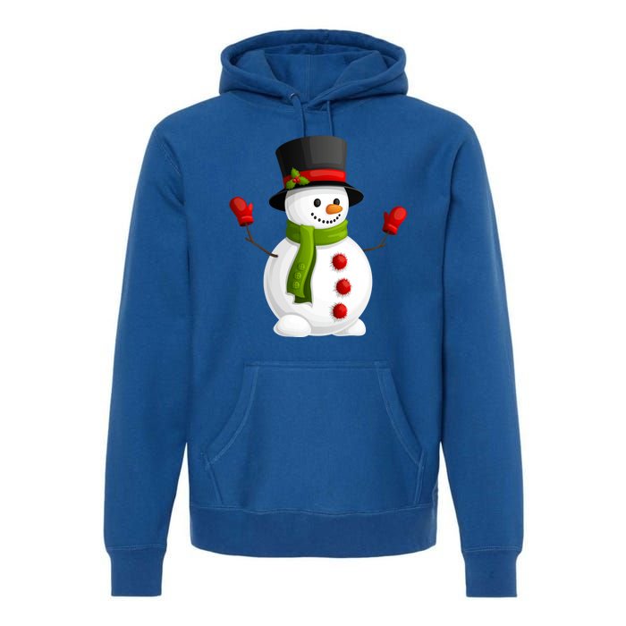 Cute Happy Winter Snowman Premium Hoodie