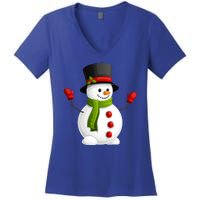 Cute Happy Winter Snowman Women's V-Neck T-Shirt