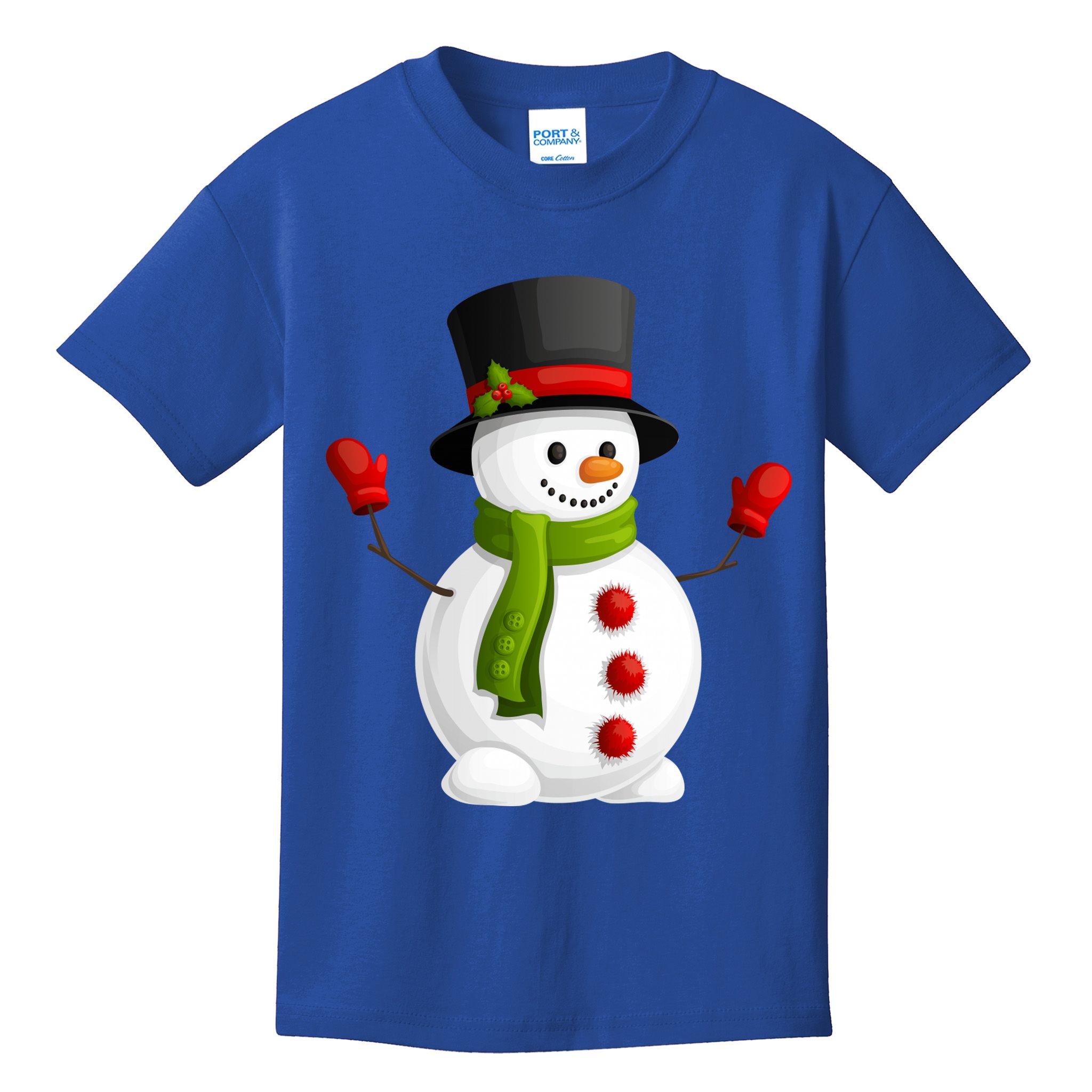 Cute Happy Winter Snowman Kids T-Shirt