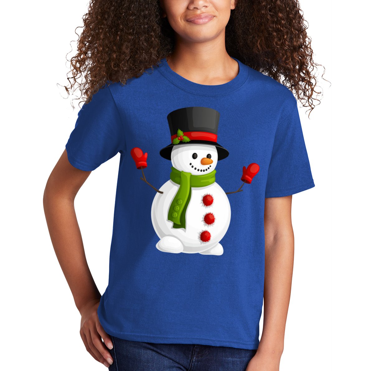 Cute Happy Winter Snowman Kids T-Shirt