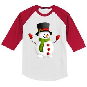 Cute Happy Winter Snowman Kids Colorblock Raglan Jersey