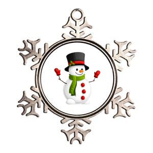 Cute Happy Winter Snowman Metallic Star Ornament