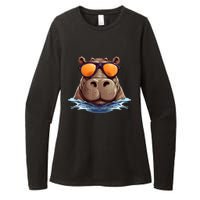 Cool Hippo With Sunglasses For Funny Animals Costume Womens CVC Long Sleeve Shirt