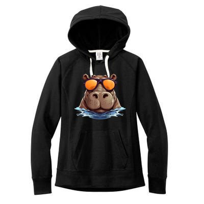 Cool Hippo With Sunglasses For Funny Animals Costume Women's Fleece Hoodie