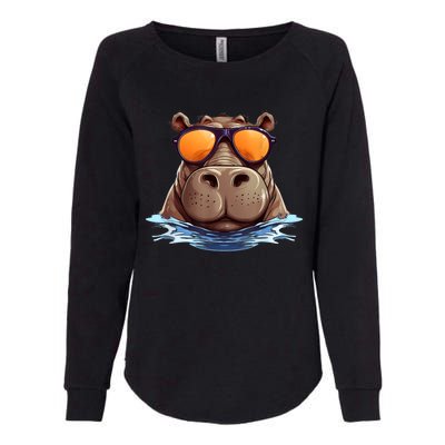 Cool Hippo With Sunglasses For Funny Animals Costume Womens California Wash Sweatshirt