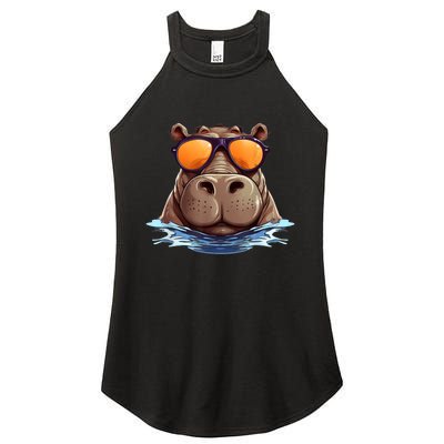 Cool Hippo With Sunglasses For Funny Animals Costume Women's Perfect Tri Rocker Tank