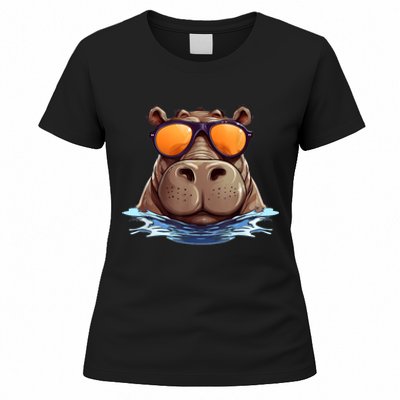 Cool Hippo With Sunglasses For Funny Animals Costume Women's T-Shirt