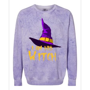 Couples Halloween Witch Ha I Am His Witch Costumes Cool Gift Colorblast Crewneck Sweatshirt