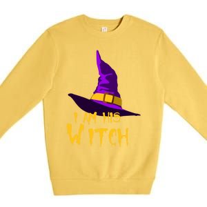 Couples Halloween Witch Ha I Am His Witch Costumes Cool Gift Premium Crewneck Sweatshirt