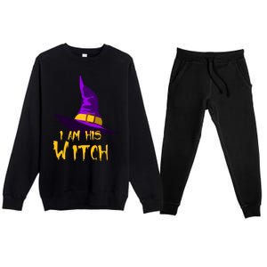 Couples Halloween Witch Ha I Am His Witch Costumes Cool Gift Premium Crewneck Sweatsuit Set