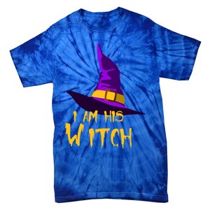 Couples Halloween Witch Ha I Am His Witch Costumes Cool Gift Tie-Dye T-Shirt