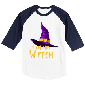 Couples Halloween Witch Ha I Am His Witch Costumes Cool Gift Baseball Sleeve Shirt