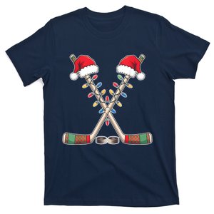 Christmas Hockey With Santa Hat Christmas Hockey T-Shirt