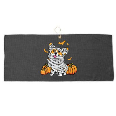 Cute Halloween Welsh Corgi Mummy Costume Dog Lover Pumpkin Large Microfiber Waffle Golf Towel