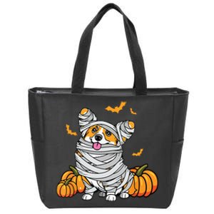 Cute Halloween Welsh Corgi Mummy Costume Dog Lover Pumpkin Zip Tote Bag