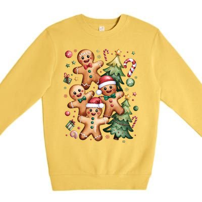 Christmas Holiday Xmas Gingerbread Christmas Tree Premium Crewneck Sweatshirt