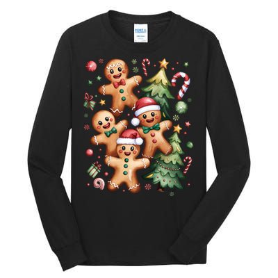 Christmas Holiday Xmas Gingerbread Christmas Tree Tall Long Sleeve T-Shirt