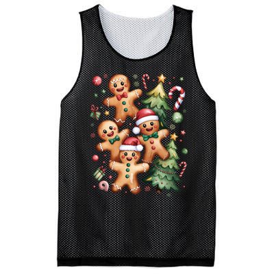 Christmas Holiday Xmas Gingerbread Christmas Tree Mesh Reversible Basketball Jersey Tank