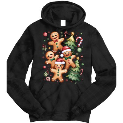 Christmas Holiday Xmas Gingerbread Christmas Tree Tie Dye Hoodie