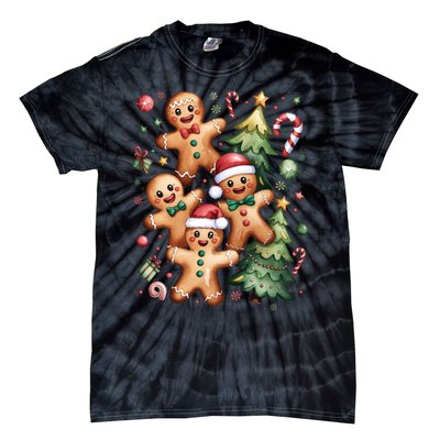 Christmas Holiday Xmas Gingerbread Christmas Tree Tie-Dye T-Shirt