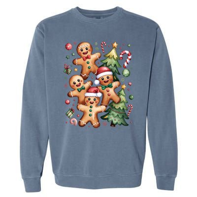 Christmas Holiday Xmas Gingerbread Christmas Tree Garment-Dyed Sweatshirt