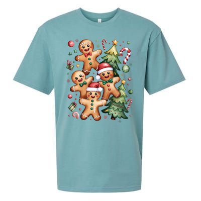 Christmas Holiday Xmas Gingerbread Christmas Tree Sueded Cloud Jersey T-Shirt